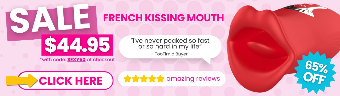 French kissing mouth sale banner for desktop